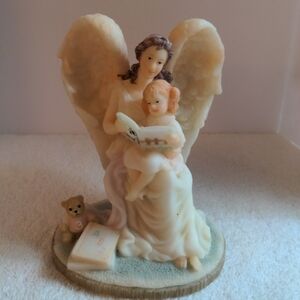 Graceful Angel and Child Figurine - Cream and Brown